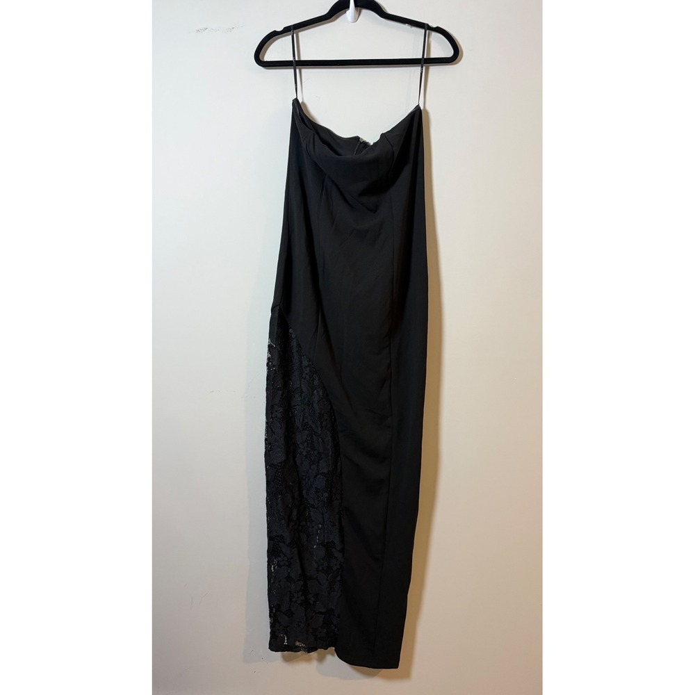Lulus NWT "Irresistible Attitude" Black Strapless Column Maxi Dress Size M